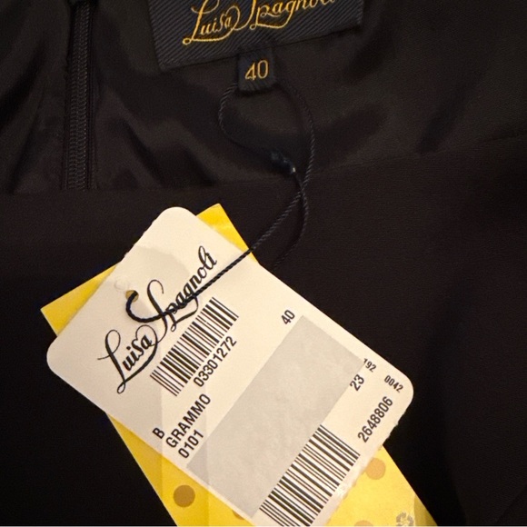 Luisa Spagnoli Grammo Black 3/4 Sleeve Sheath Dress Made Italy Size 40 US 4 NWT - Picture 2 of 5